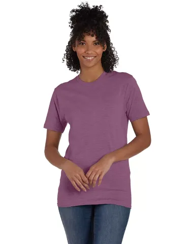 4980 Hanes 4.5 ounce Ring-Spun T-shirt in Purple rain hthr front view