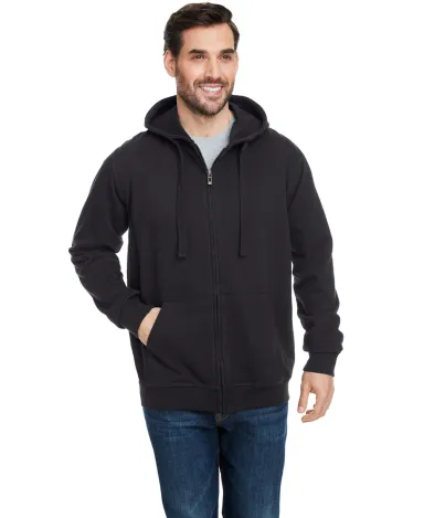 B8615 Burnside - Camo Full-Zip Hooded Sweatshirt in Solid black front view