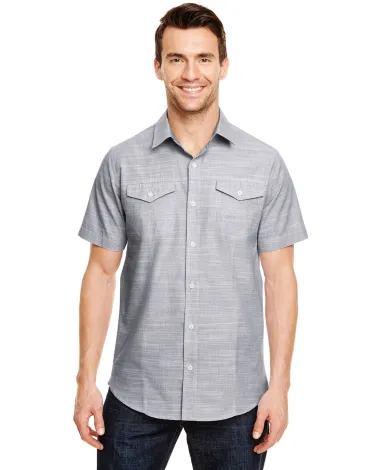 B9247 Burnside - Textured Solid Short Sleeve Shirt in Black front view