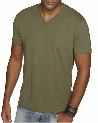 Next Level 6440 Premium Sueded V-Neck T-shirt in Military green front view