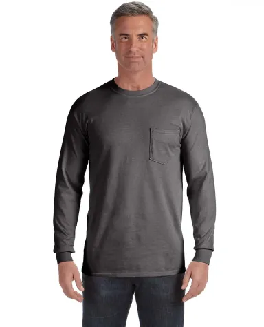 4410 Comfort Colors - Long Sleeve Pocket T-Shirt in Pepper front view