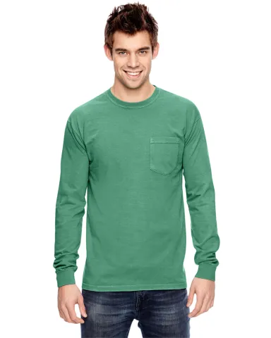 4410 Comfort Colors - Long Sleeve Pocket T-Shirt in Island green front view