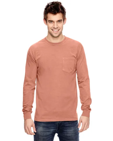 4410 Comfort Colors - Long Sleeve Pocket T-Shirt in Terracota front view