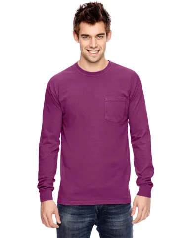 4410 Comfort Colors - Long Sleeve Pocket T-Shirt in Boysenberry front view