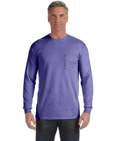 4410 Comfort Colors - Long Sleeve Pocket T-Shirt in Violet front view
