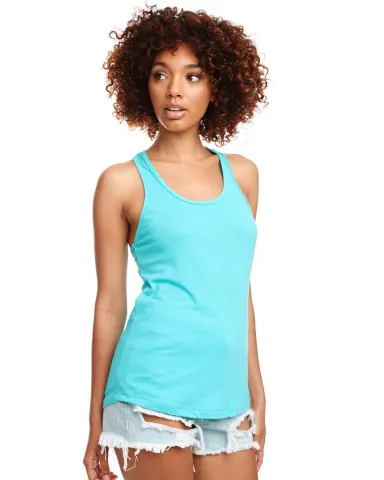 Next Level 1533 The Ideal Racerback Tank in Tahiti blue front view