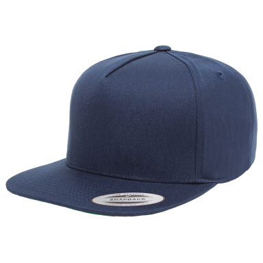 6007 Yupoong Five-Panel Flat Bill Cap NAVY front view