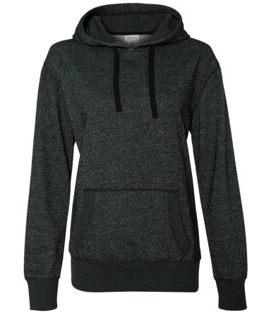  8860 J. America Women's Glitter French Terry Hood BLACK front view