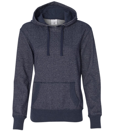  8860 J. America Women's Glitter French Terry Hood NAVY front view