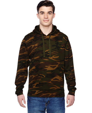 8615 J. America Tailgate Hooded Fleece Pullover in Camouflage front view