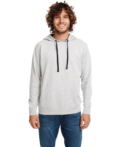Next Level 9301 Unisex French Terry Pullover Hoody in Hthr grey/ black front view