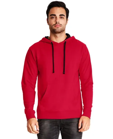 Next Level 9301 Unisex French Terry Pullover Hoody in Red/ black front view