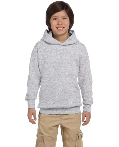 P470 Hanes Youth EcoSmart Pullover Hooded Sweatshi in Ash front view