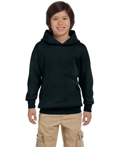 P470 Hanes Youth EcoSmart Pullover Hooded Sweatshi in Black front view