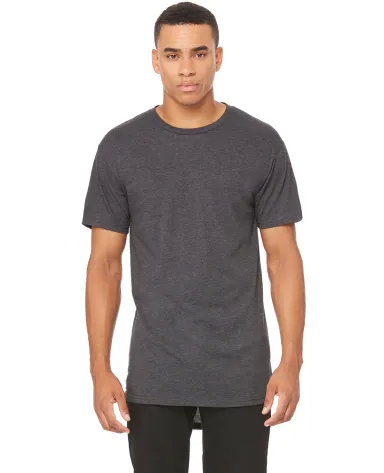 BELLA+CANVAS 3006 Long T-shirt in Dark gry heather front view