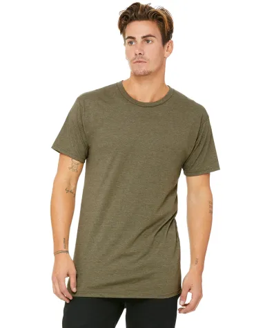BELLA+CANVAS 3006 Long T-shirt in Heather olive front view