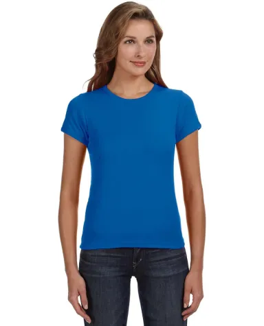 1441 Anvil Ladies' 1x1 Baby Rib Scoop T-Shirt in Royal blue front view