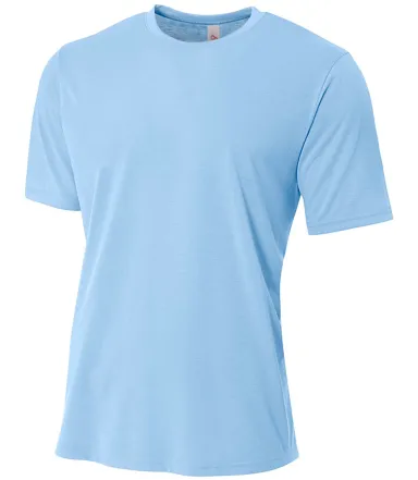 N3264 A4 Drop Ship Men's Shorts Sleeve Spun Poly T in Light blue front view