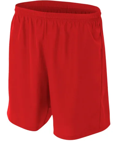 NB5343 A4 Drop Ship Youth Woven Soccer Shorts in Scarlet front view