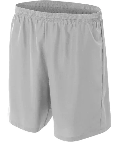NB5343 A4 Drop Ship Youth Woven Soccer Shorts in Silver front view
