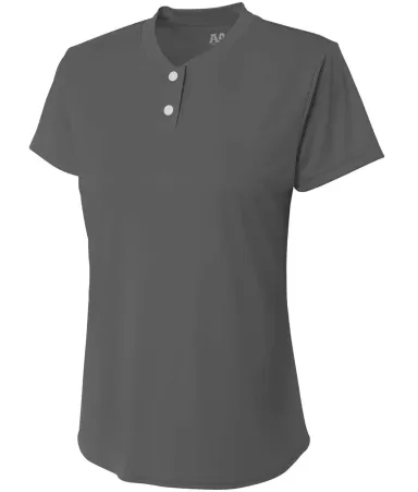 NW3143 A4 Drop Ship Ladies' Tek 2-Button Henley Sh GRAPHITE front view