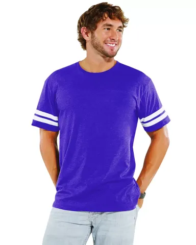 LAT 6937 Adult Fine Jersey Football Tee VN PURP/ BLD WH front view