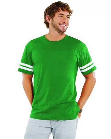 LAT 6937 Adult Fine Jersey Football Tee VN GREEN/ BD WHT front view