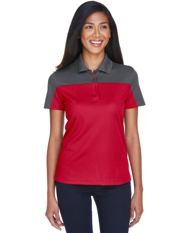 CE101W Ash City - Core 365 Ladies' Balance Colorbl in Classc red/ crbn front view