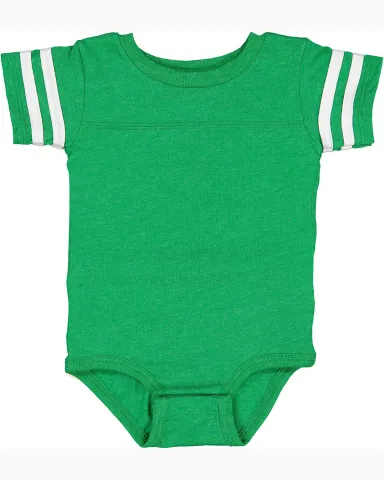 Rabbit Skins 4437 Infant Football Onesie in Vn green/ bd wht front view