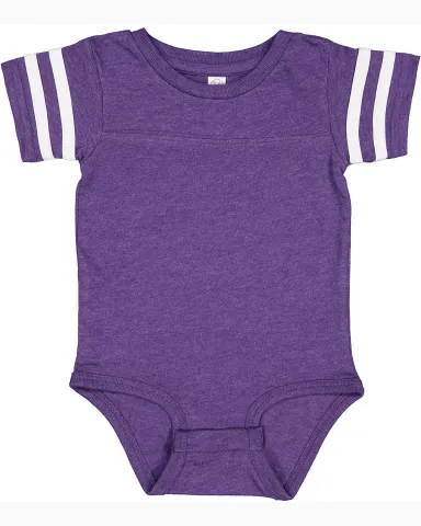Rabbit Skins 4437 Infant Football Onesie in Vn purp/ bld wh front view
