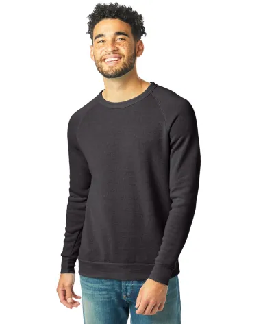 Alternative Apparel AA9575 Unisex Crew Neck Fleece in Eco true black front view