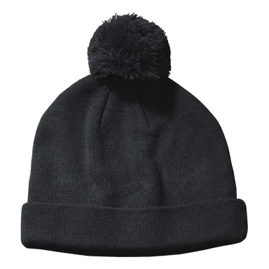 BX028 Big Accessories Knit Pom Beanie in Black front view