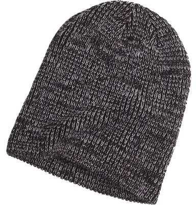 BA524 Big Accessories Ribbed Marled Beanie in Black/ gray front view