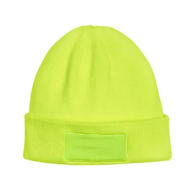 BA527 Big Accessories Patch Beanie in Neon yellow front view