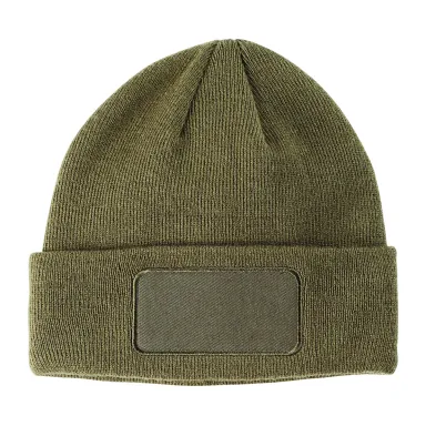 BA527 Big Accessories Patch Beanie in Olive front view