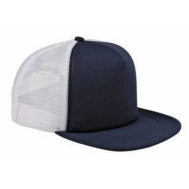 BX030 Big Accessories 5-Panel Foam Front Trucker C in Navy/ white front view