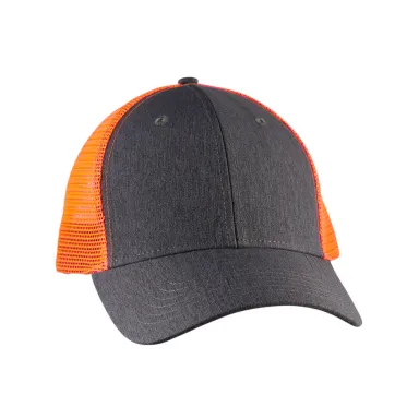 BA540 Big Accessories Sport Trucker Cap in Blk/ neon ornge front view