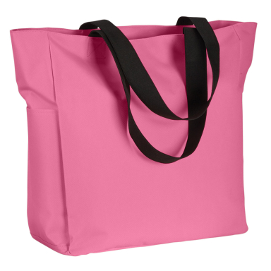 BE080 BAGedge Polyester Zip Tote in Pink front view