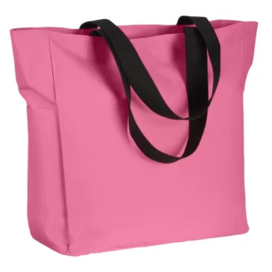 BE080 BAGedge Polyester Zip Tote PINK front view