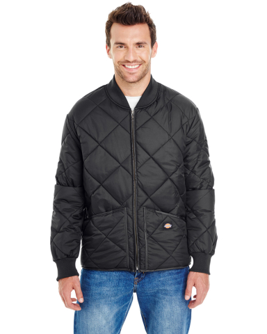 61242 Dickies 6 oz. Diamond Quilt Jacket in Black front view