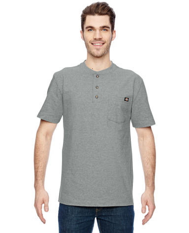 WS451 Dickies Heavyweight Work Henley in Heather grey front view