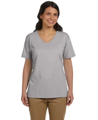 5780 Hanes® Ladies Heavyweight V-neck T-shirt - 5 in Light steel front view