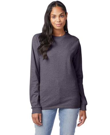 5586 Hanes® Long Sleeve Tagless 6.1 T-shirt - 558 in Charcoal heather front view