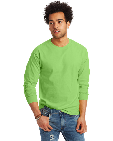 5586 Hanes® Long Sleeve Tagless 6.1 T-shirt - 558 in Lime front view