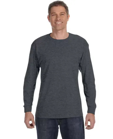 5586 Hanes® Long Sleeve Tagless 6.1 T-shirt - 558 in Charcoal heather front view