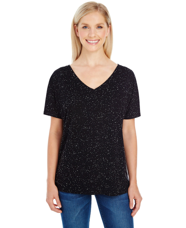 203FV Threadfast Apparel Ladies' Triblend Fleck Sh in Black fleck front view