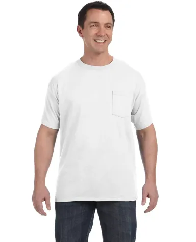 5590 Hanes® Pocket Tagless 6.1 T-shirt - 5590  in White front view