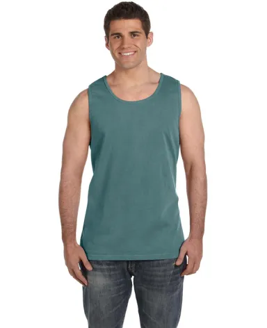 C9360 Comfort Colors Ringspun Garment-Dyed Tank in Blue spruce front view