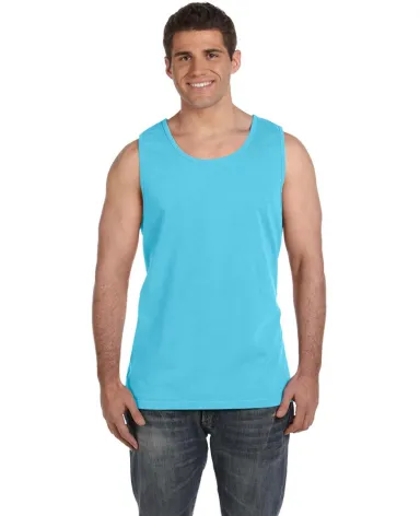 C9360 Comfort Colors Ringspun Garment-Dyed Tank in Lagoon blue front view