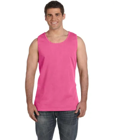 C9360 Comfort Colors Ringspun Garment-Dyed Tank in Neon pink front view